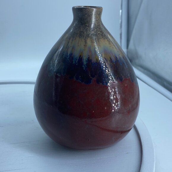 Vtg Handcrafted Ceramic Vase Decor Multicolor Glaze 4 Inches Tall Jug China - Picture 2 of 5